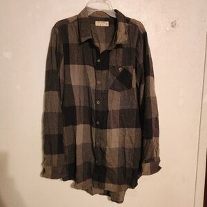 Ruff Hewn Plaid Flannel Long Sleeve Button Up Top Size M